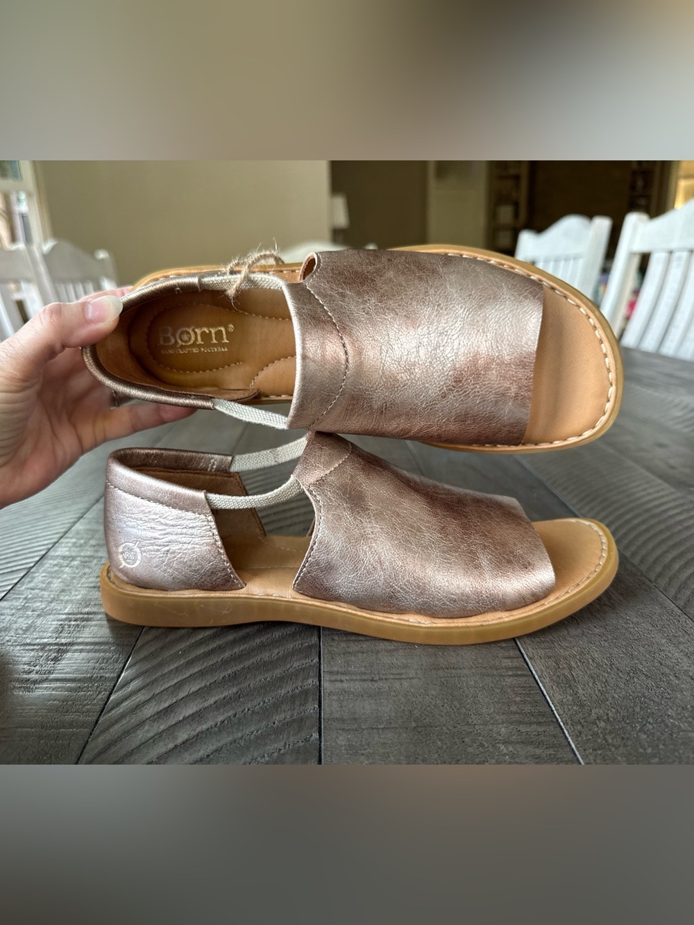 Born Cove Modern Light Gold Panna Cotta Leather Boho Sandals Women’s Size 6 NWT